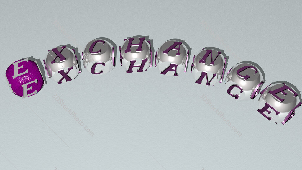 exchange curved text of cubic dice letters