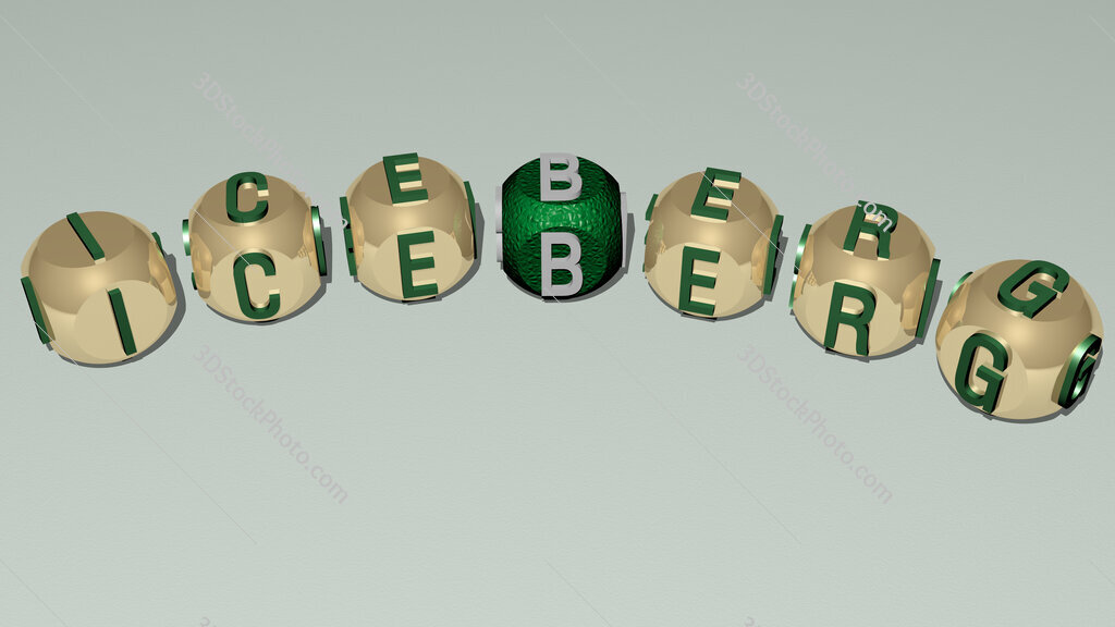 iceberg curved text of cubic dice letters