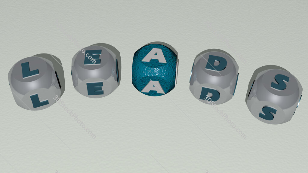 leads curved text of cubic dice letters