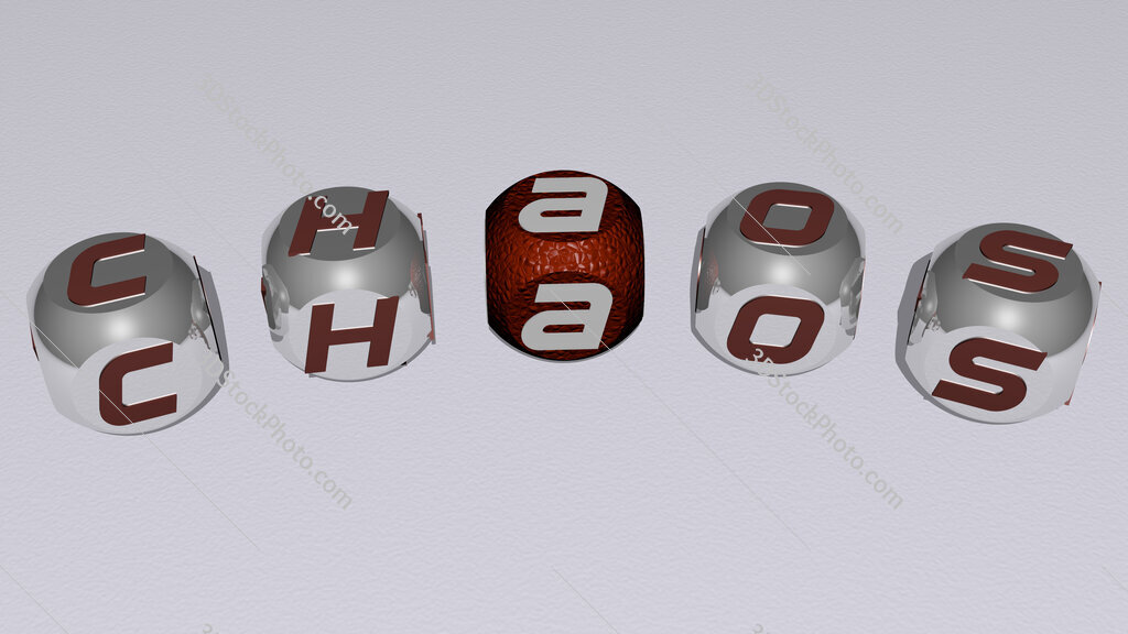 chaos curved text of cubic dice letters