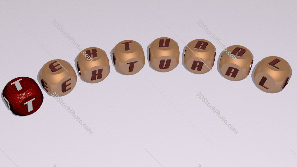 textural curved text of cubic dice letters