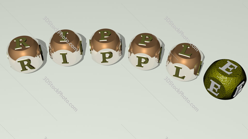 ripple curved text of cubic dice letters
