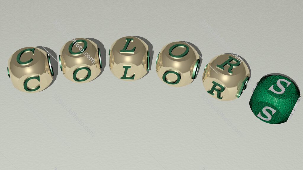 colors curved text of cubic dice letters