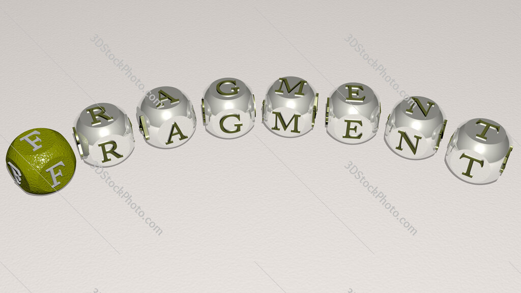 fragment curved text of cubic dice letters