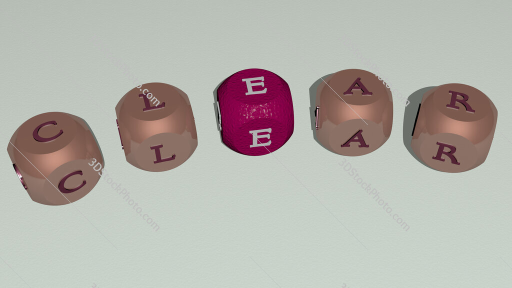clear curved text of cubic dice letters