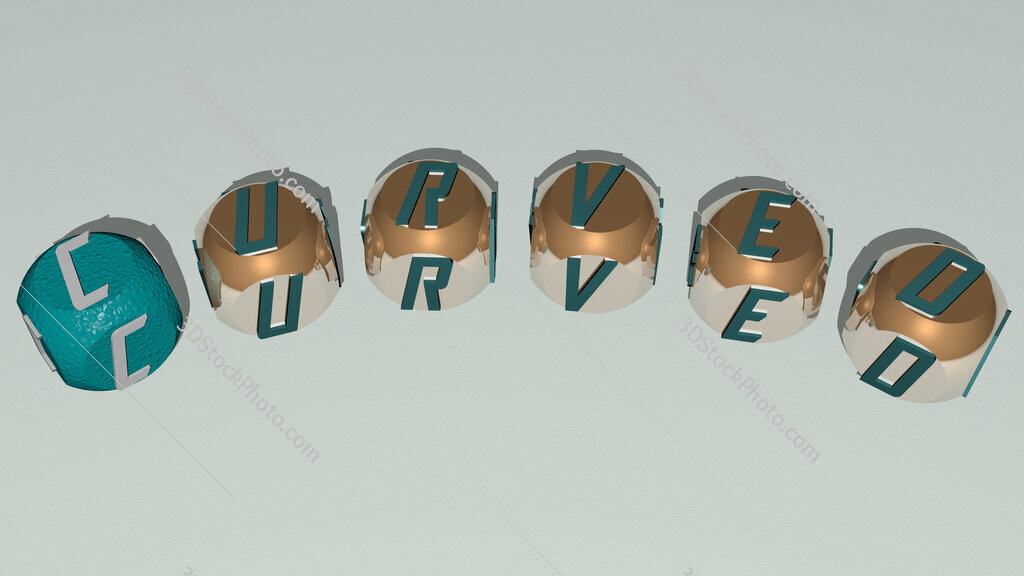 curved curved text of cubic dice letters