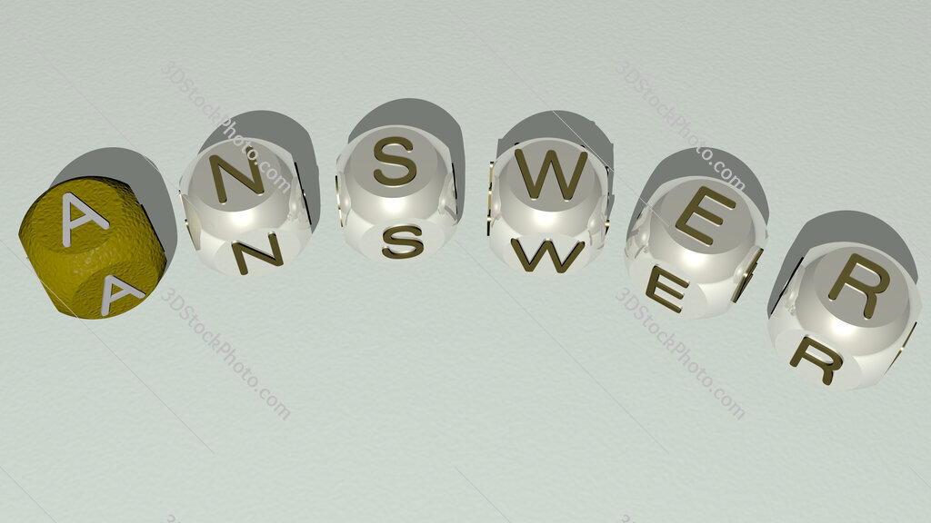 answer curved text of cubic dice letters