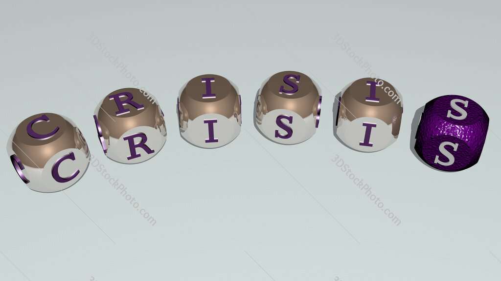 crisis curved text of cubic dice letters