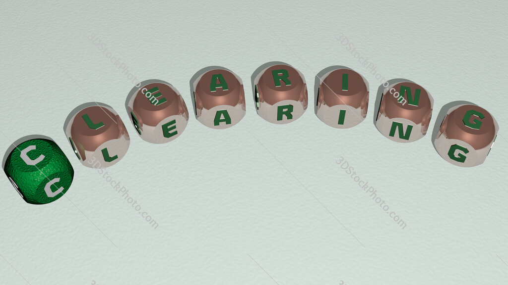 clearing curved text of cubic dice letters