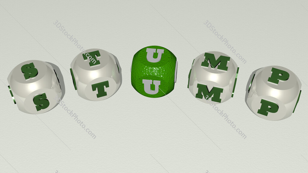 stump curved text of cubic dice letters
