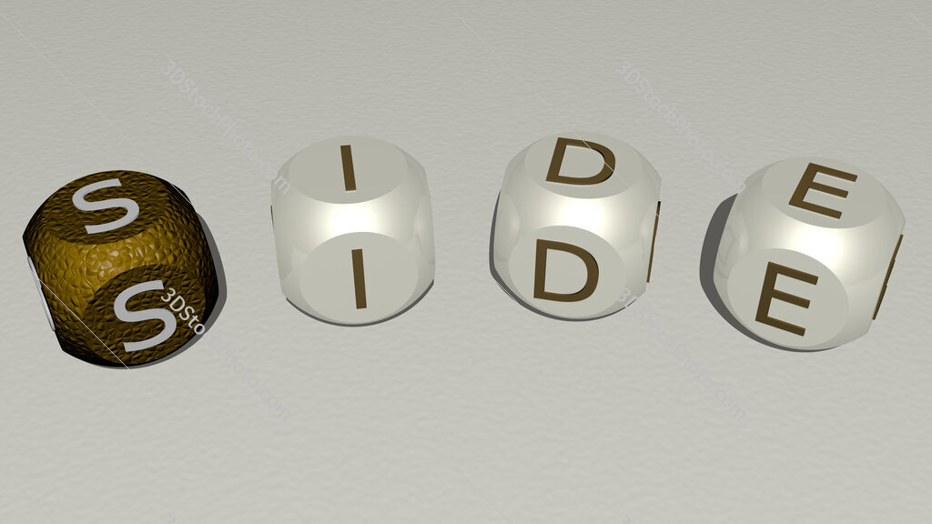 side curved text of cubic dice letters
