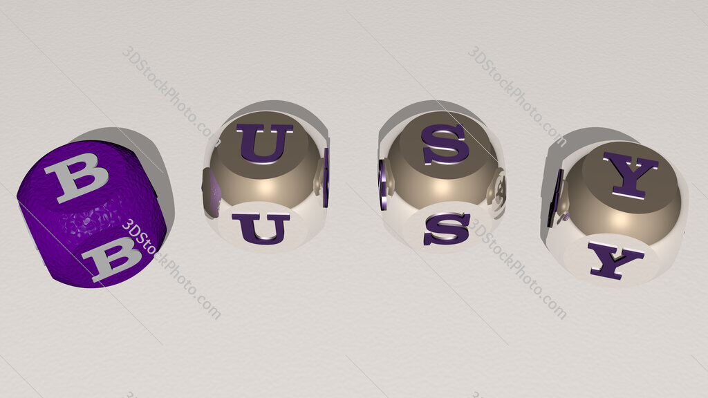 busy curved text of cubic dice letters