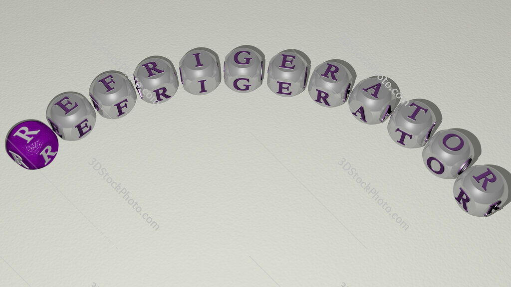 refrigerator curved text of cubic dice letters