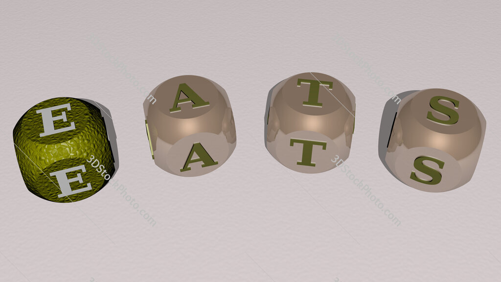 eats curved text of cubic dice letters