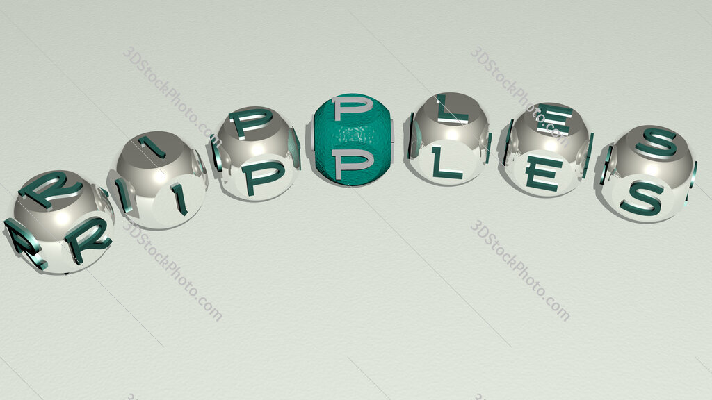 ripples curved text of cubic dice letters