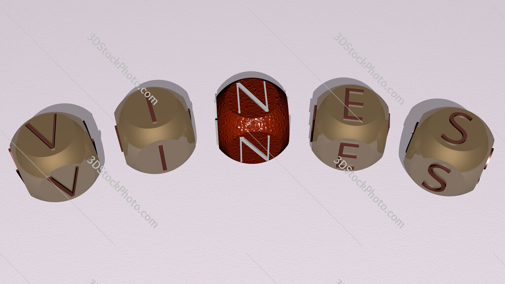 vines curved text of cubic dice letters