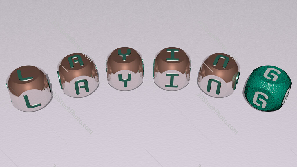 laying curved text of cubic dice letters