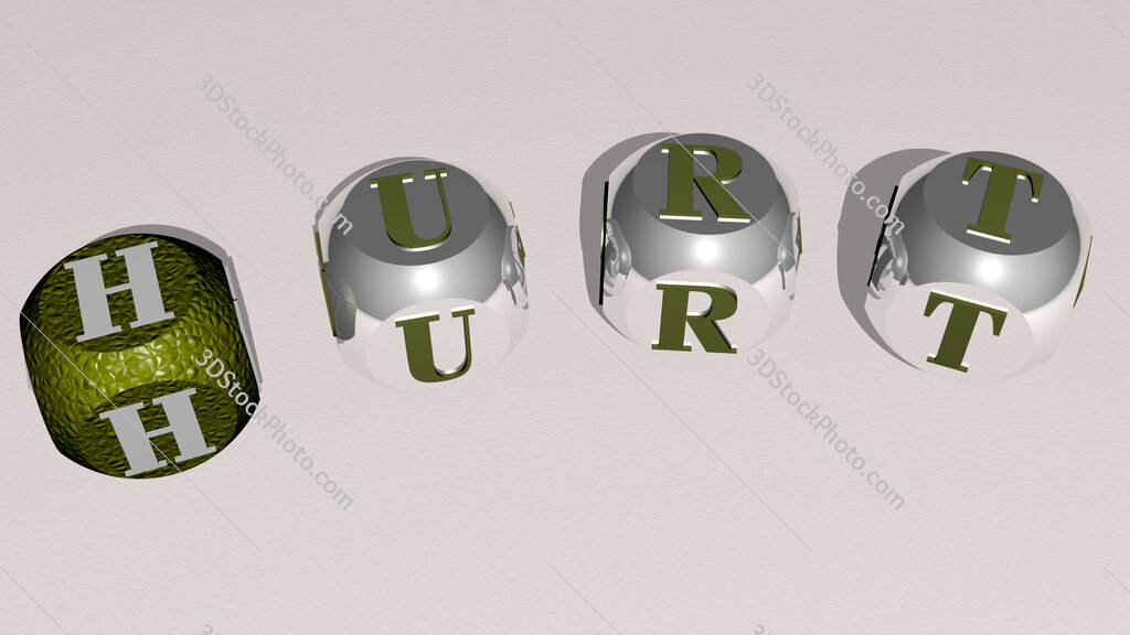 hurt curved text of cubic dice letters