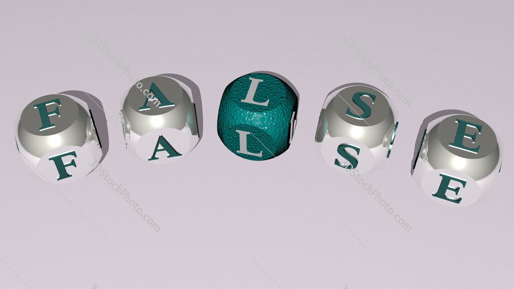 false curved text of cubic dice letters