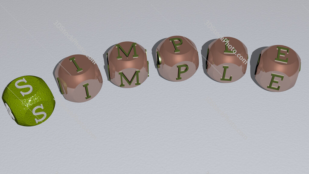simple curved text of cubic dice letters