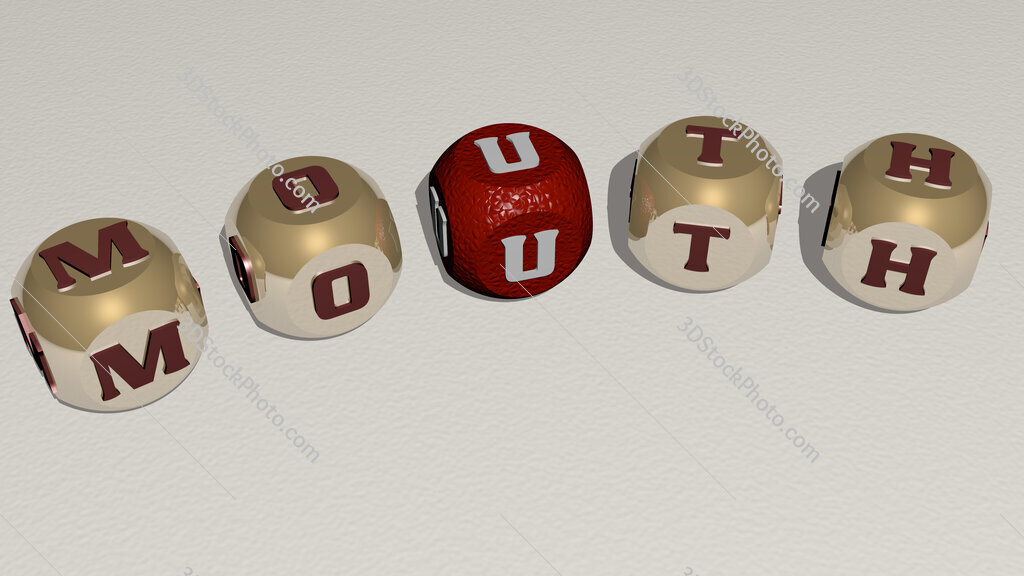 mouth curved text of cubic dice letters
