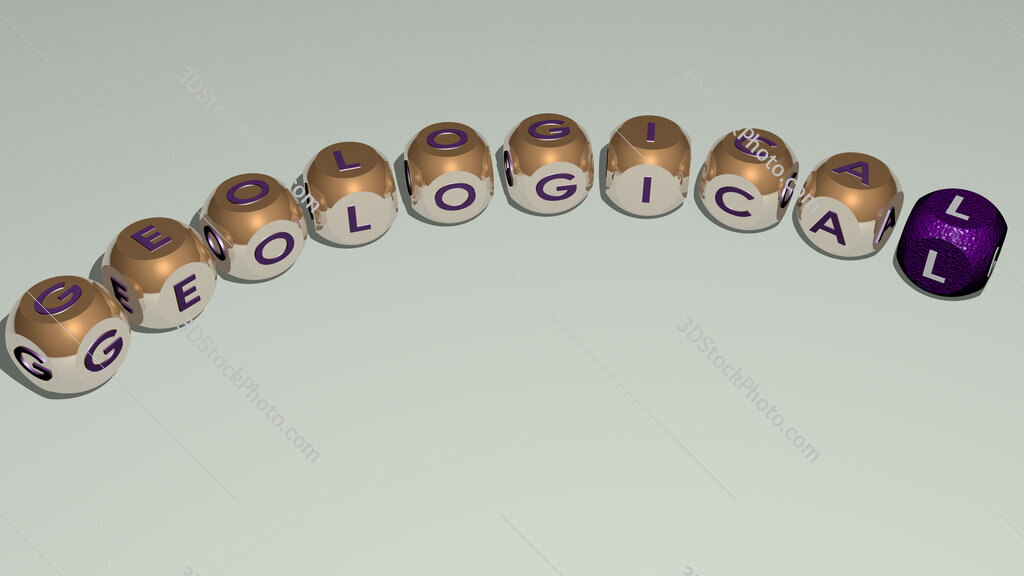 geological curved text of cubic dice letters