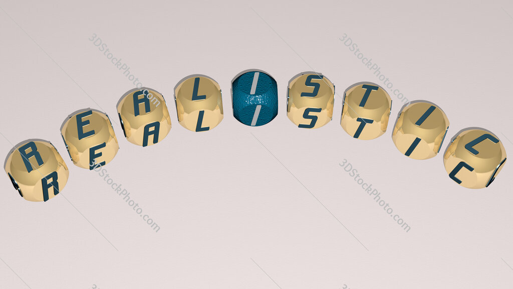 realistic curved text of cubic dice letters