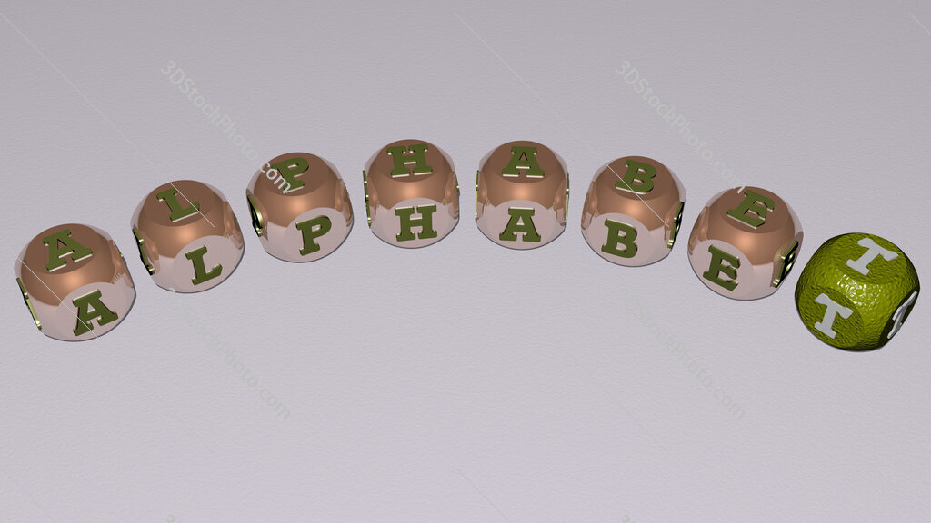 alphabet curved text of cubic dice letters