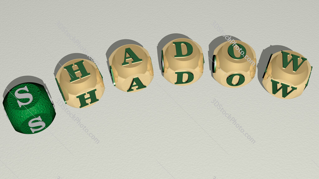 shadow curved text of cubic dice letters