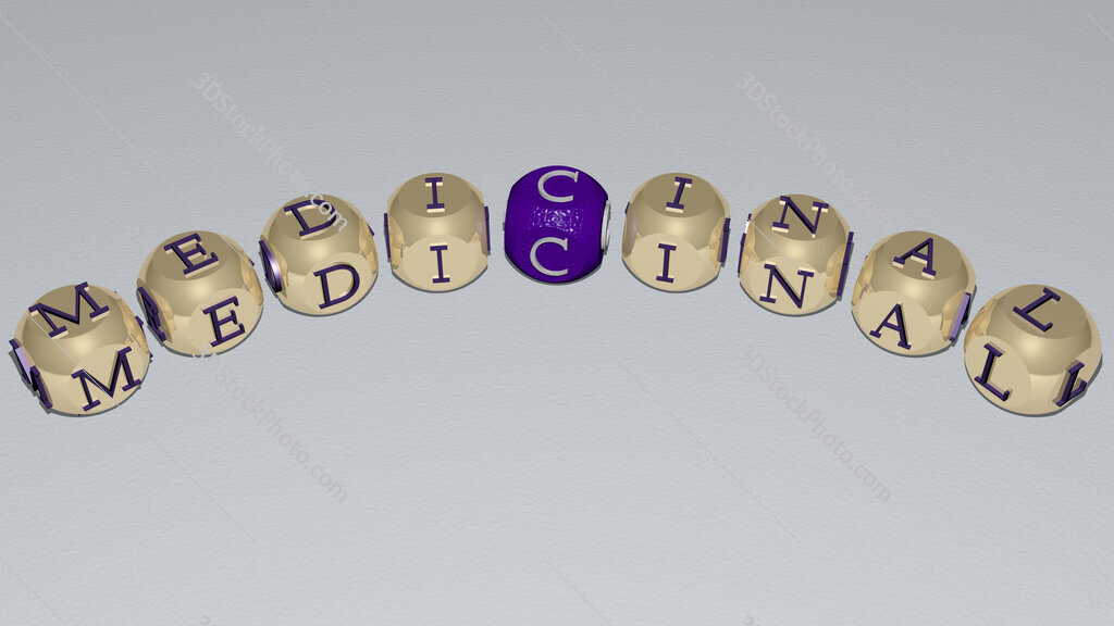 medicinal curved text of cubic dice letters