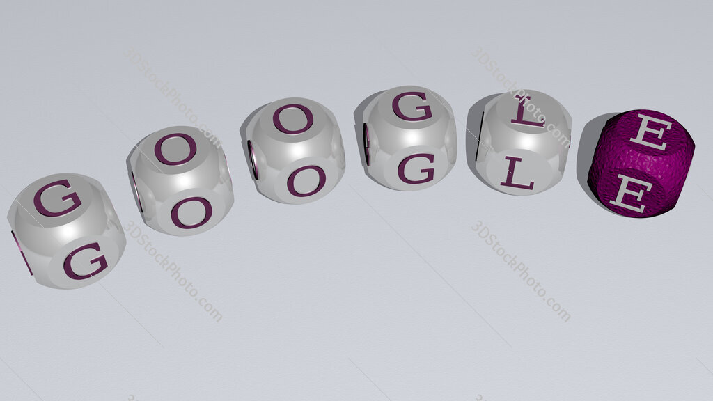 google curved text of cubic dice letters