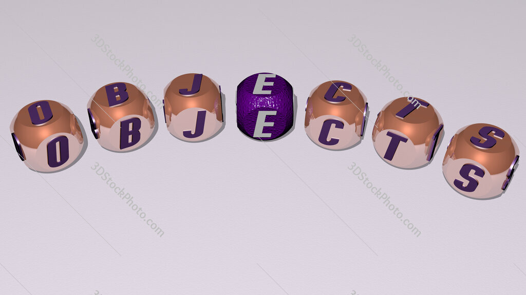 objects curved text of cubic dice letters