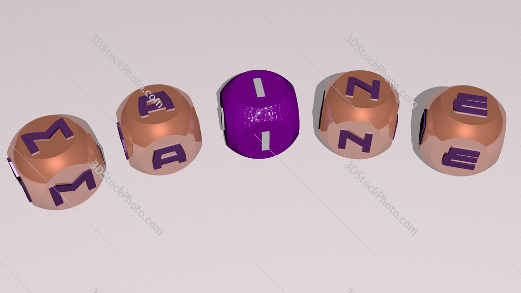 maine curved text of cubic dice letters