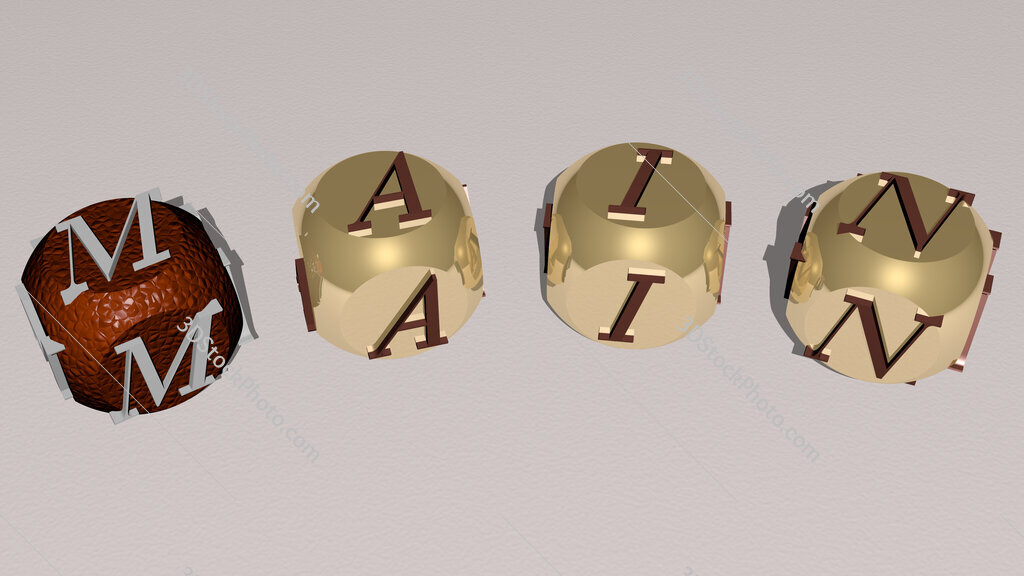 main curved text of cubic dice letters