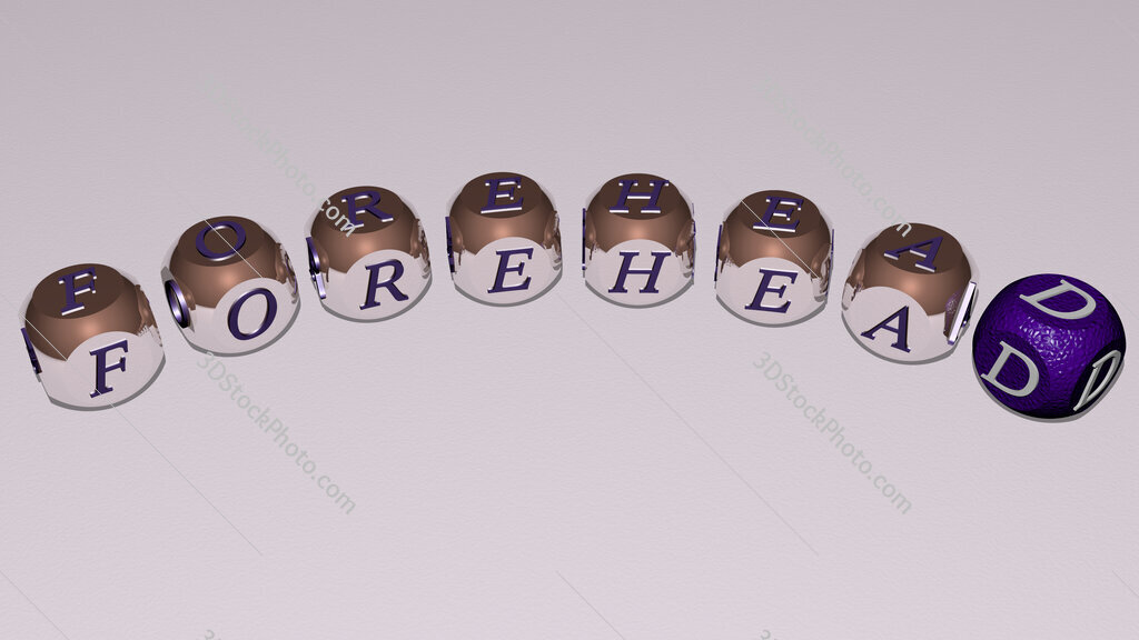 forehead curved text of cubic dice letters