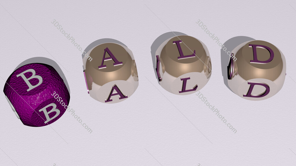 bald curved text of cubic dice letters