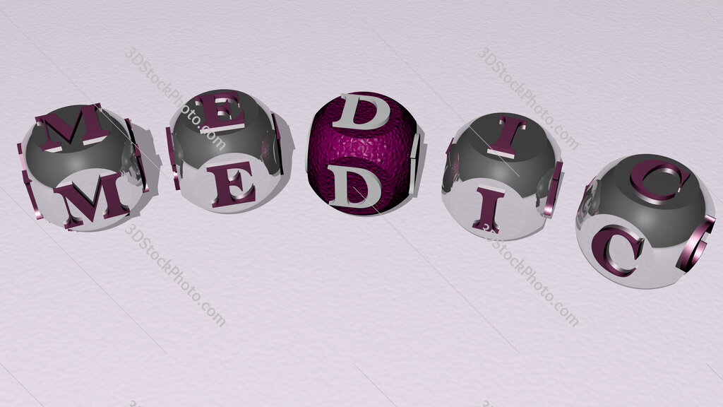 medic curved text of cubic dice letters