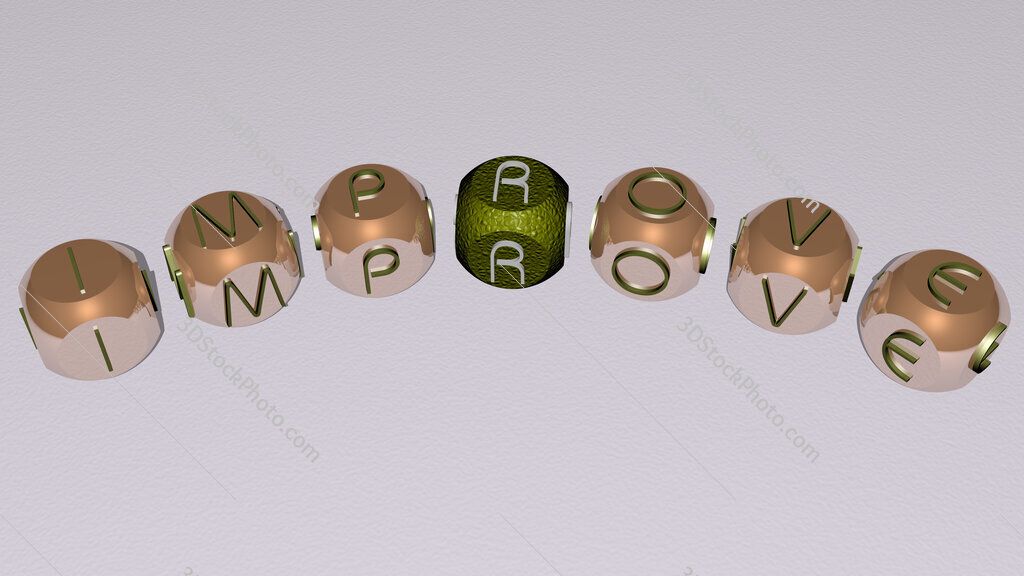 improve curved text of cubic dice letters