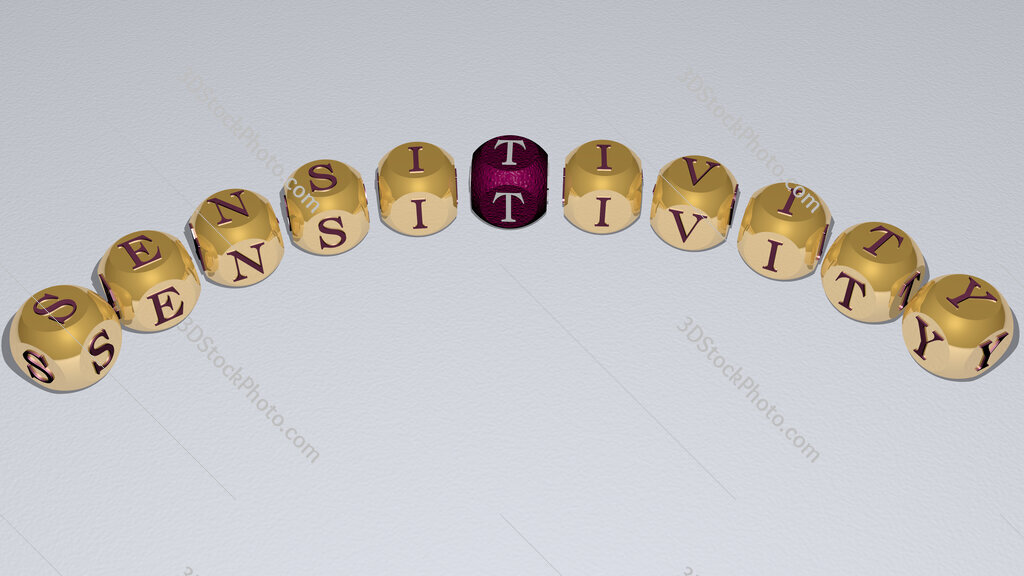 Sensitivity curved text of cubic dice letters