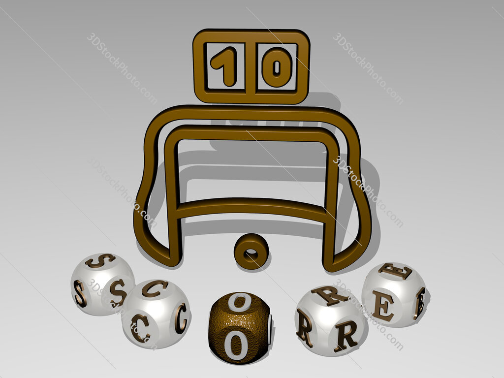 score round text of cubic letters around 3D icon