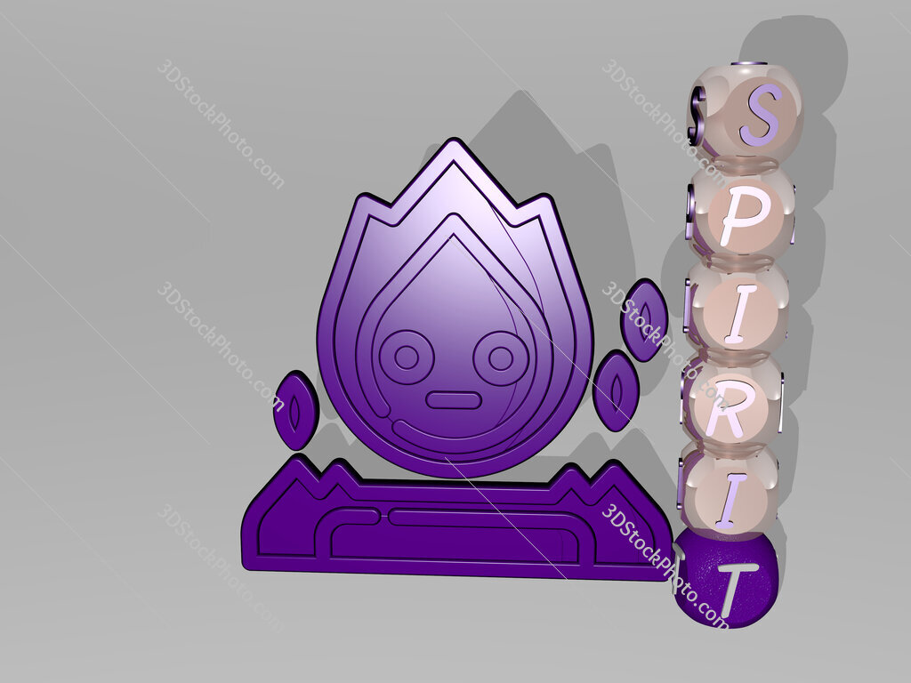 spirit 3D icon beside the vertical text of individual letters