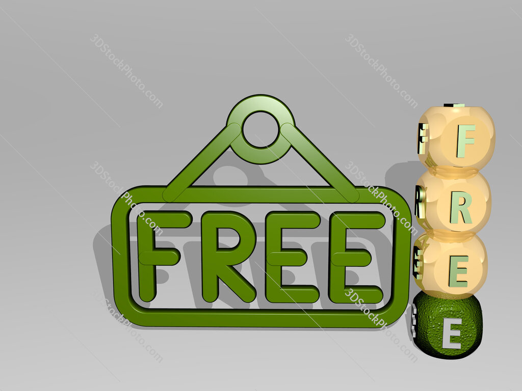 free 3D icon beside the vertical text of individual letters