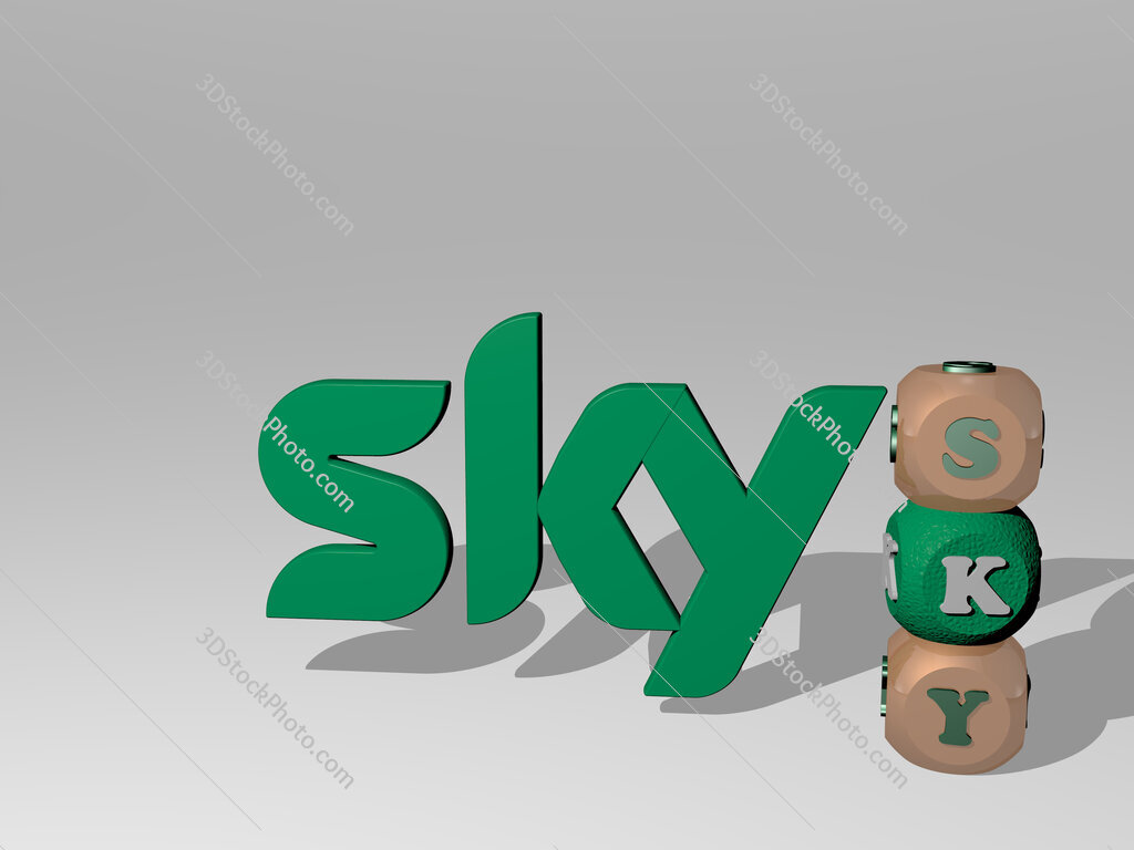 sky 3D icon beside the vertical text of individual letters