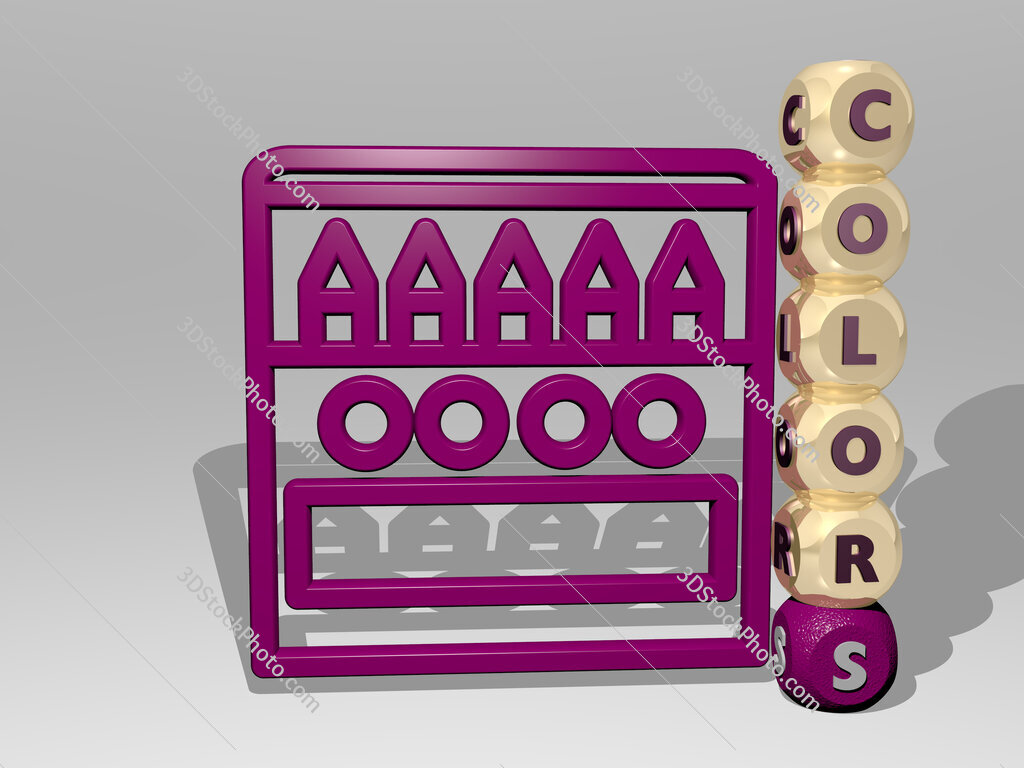 colors 3D icon beside the vertical text of individual letters