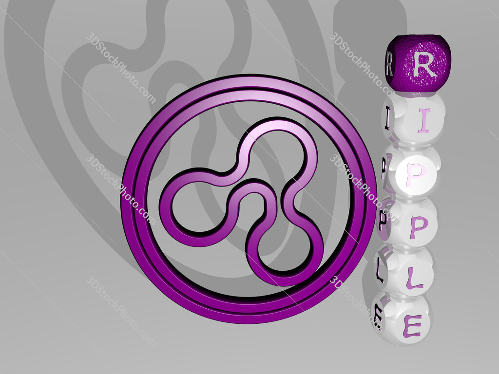 ripple 3D icon beside the vertical text of individual letters