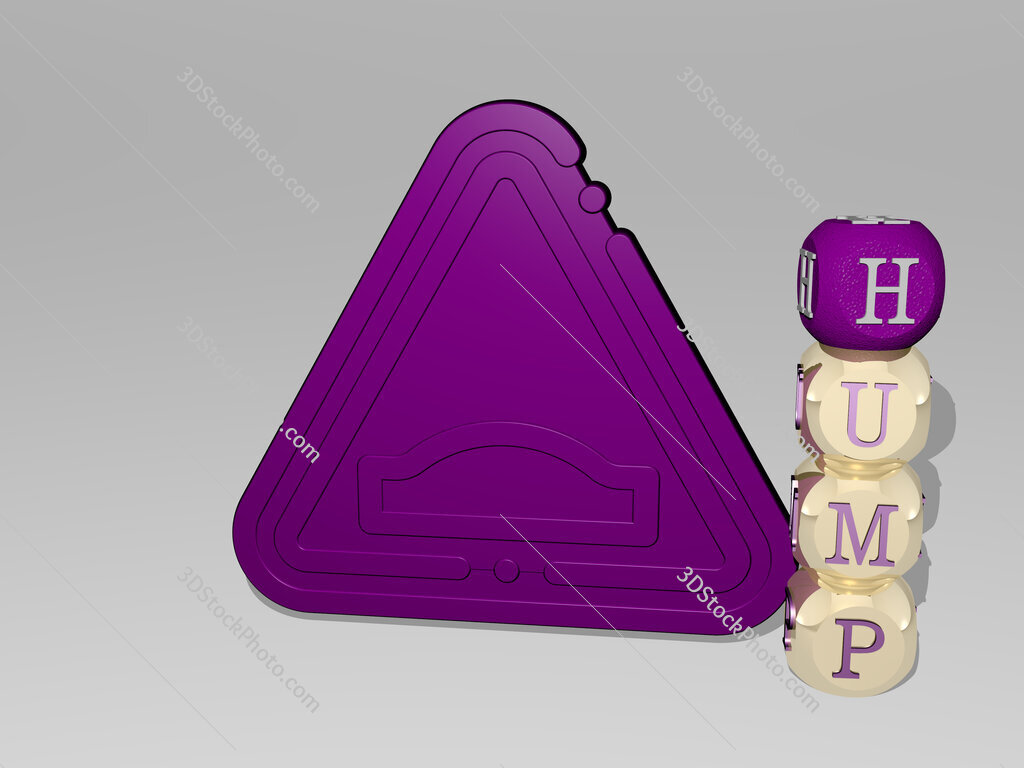 hump 3D icon beside the vertical text of individual letters
