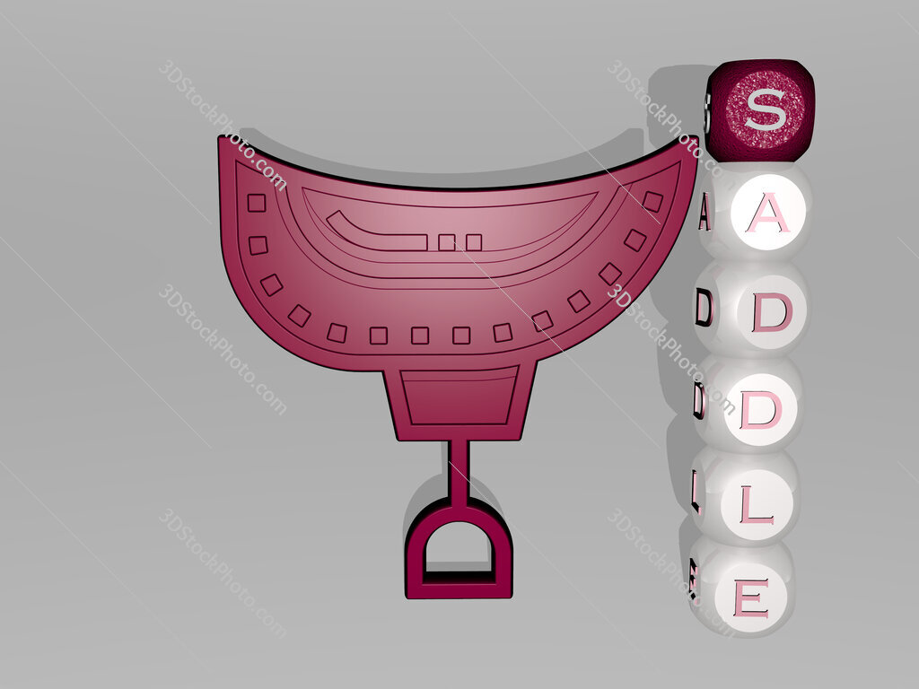 saddle 3D icon beside the vertical text of individual letters
