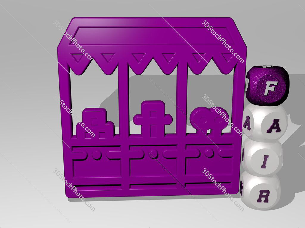 fair 3D icon beside the vertical text of individual letters