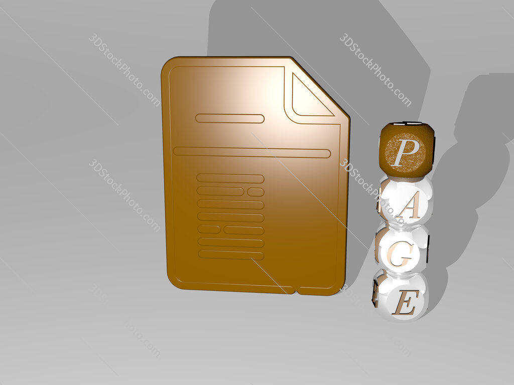 page 3D icon beside the vertical text of individual letters