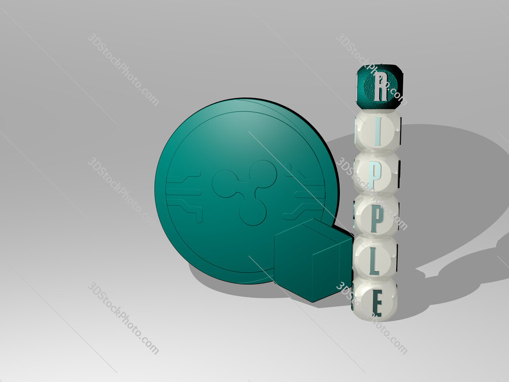 ripple 3D icon beside the vertical text of individual letters
